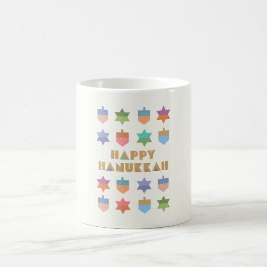 Happy Hanukka Dreidels und Sterne Kaffeetasse (Mittel)