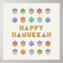 Happy Hanukka Dreidels und Sterne