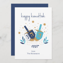 Happy Hanukka Floral Dreidel Card (