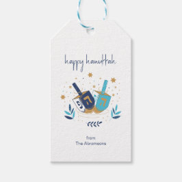 Happy Hanukka Floral Dreidel Geschenkanhänger
