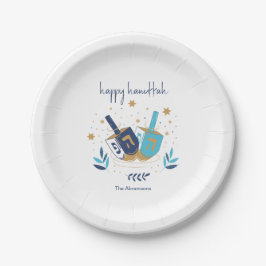 Happy Hanukka Floral Dreidel Pappteller