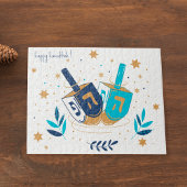 Happy Hanukka Floral Dreidel Puzzle