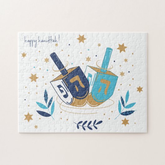 Happy Hanukka Floral Dreidel Puzzle (Horizontal)