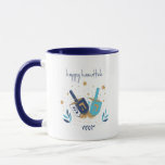 Happy Hanukka Floral Dreidel Tasse<br><div class="desc">Happy Hanukka Floral Dreidel Tasse. Personalisieren Sie den benutzerdefinierten Text oben. Weitere Koordinationsgegenstände finden Sie in unserer Kollektion "Floral Hanukkah Menorah und Dreidel".</div>