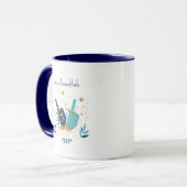 Happy Hanukka Floral Dreidel Tasse (Vorderseite Links)