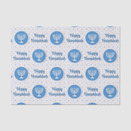 Happy Hanukka Menorah auf Polka Dots Seidenpapier