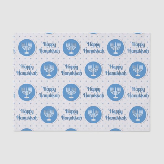 Happy Hanukka Menorah auf Polka Dots Seidenpapier (Vorderseite)