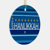Happy Hanukka Menorah und Dreidels Keramik Ornam Keramik Ornament (Rechts)