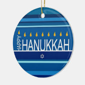 Happy Hanukka Menorah und Dreidels Keramik Ornam Keramik Ornament (Links)