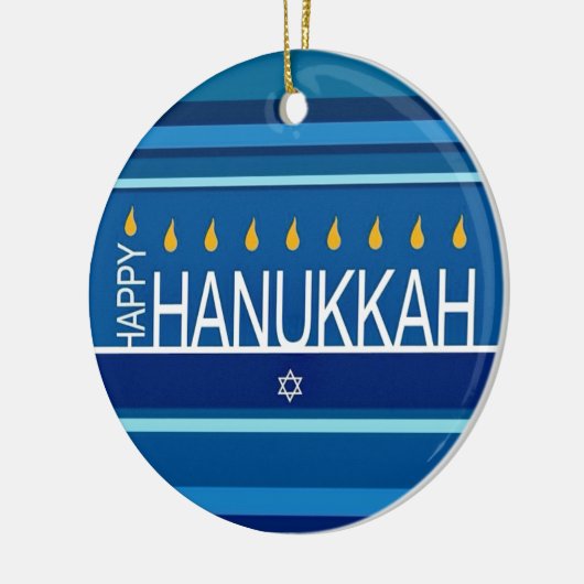 Happy Hanukka Menorah und Dreidels Keramik Ornam Keramik Ornament (Links)