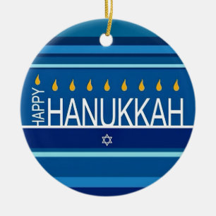 Happy Hanukka Menorah und Dreidels Keramik Ornam Ornament