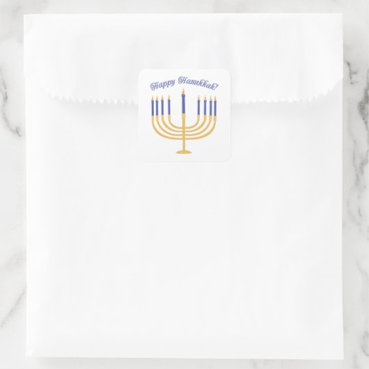 Happy Hanukka! Quadratischer Aufkleber (Tasche)