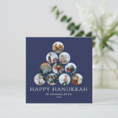 Happy Hanukkah 10 Foto Square Blue White Karte (Stehend Vorderseite)