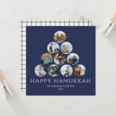 Happy Hanukkah 10 Foto Square Blue White Karte (Vorderseite/Rückseite Beispiel)