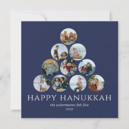 Happy Hanukkah 10 Foto Square Blue White Karte