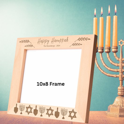 Happy Hanukkah 10x8 Personalisiert Geätzte Rahmen