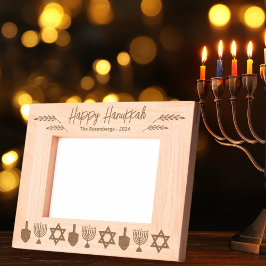 Happy Hanukkah 12x18 Personalisiert Geätzte Rahmen