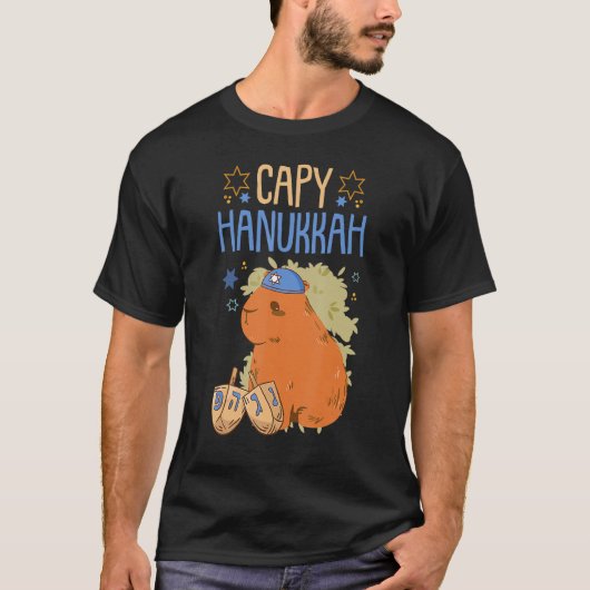 Happy Hanukkah 2022 Dreidel Menorah Capybara Capy T-Shirt (Vorderseite)