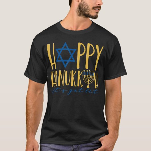 Happy Hanukkah 2022 Let's Get Lit Jewish Menorah C T-Shirt (Vorderseite)