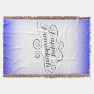 Happy Hanukkah 2-Tönige Blue White Background Decke
