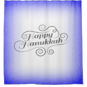Happy Hanukkah 2-Tönige Blue White Background Duschvorhang (Vorderseite)