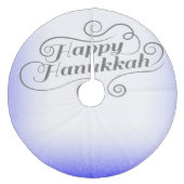 Happy Hanukkah 2-Tönige Blue White Background Fleece Weihnachtsbaumdecke (Vorderseite)
