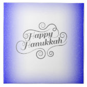 Happy Hanukkah 2-Tönige Blue White Background Fliese (Vorderseite)