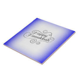Happy Hanukkah 2-Tönige Blue White Background Fliese