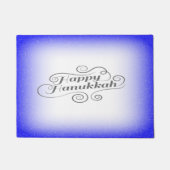 Happy Hanukkah 2-Tönige Blue White Background Fußmatte (Vorderseite)