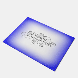 Happy Hanukkah 2-Tönige Blue White Background Fußmatte