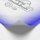 Happy Hanukkah 2-Tönige Blue White Background Geschenkpapier (Ecke)
