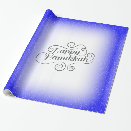 Happy Hanukkah 2-Tönige Blue White Background Geschenkpapier (Ungerollt)