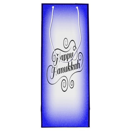 Happy Hanukkah 2-Tönige Blue White Background Geschenktüte Für Weinflaschen (Rückseite)