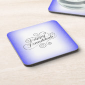 Happy Hanukkah 2-Tönige Blue White Background Getränkeuntersetzer (Linke Seite)