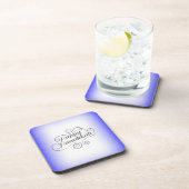 Happy Hanukkah 2-Tönige Blue White Background Getränkeuntersetzer (Rechte Seite)