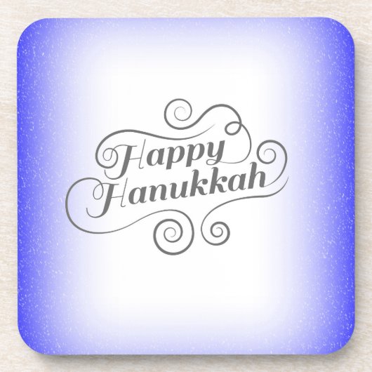 Happy Hanukkah 2-Tönige Blue White Background Getränkeuntersetzer (Vorderseite)