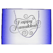 Happy Hanukkah 2-Tönige Blue White Background Große Geschenktüte (Rückseite)