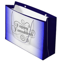 Happy Hanukkah 2-Tönige Blue White Background Große Geschenktüte