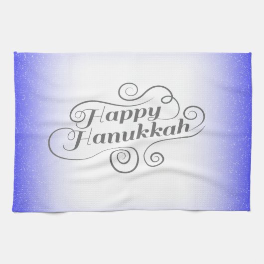 Happy Hanukkah 2-Tönige Blue White Background Handtuch (Horizontal)