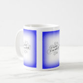 Happy Hanukkah 2-Tönige Blue White Background Kaffeetasse (Vorderseite Links)