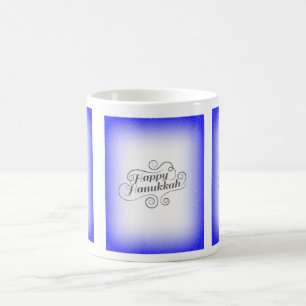 Happy Hanukkah 2-Tönige Blue White Background Kaffeetasse