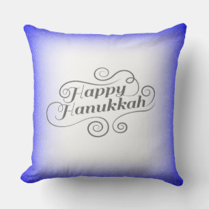 Happy Hanukkah 2-Tönige Blue White Background Kissen