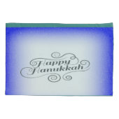 Happy Hanukkah 2-Tönige Blue White Background Kissenbezug (Rückseite-Links)