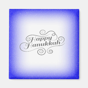 Happy Hanukkah 2-Tönige Blue White Background Magnet