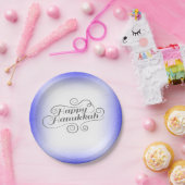 Happy Hanukkah 2-Tönige Blue White Background Pappteller (Party)