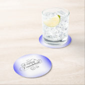 Happy Hanukkah 2-Tönige Blue White Background Runder Pappuntersetzer (Vor Ort)