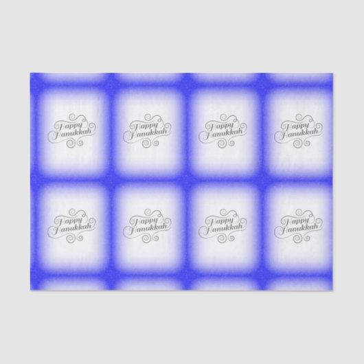 Happy Hanukkah 2-Tönige Blue White Background Seidenpapier (Vorderseite)