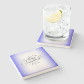 Happy Hanukkah 2-Tönige Blue White Background Steinuntersetzer (Seitenansicht)