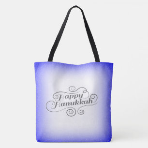 Happy Hanukkah 2-Tönige Blue White Background Tasche