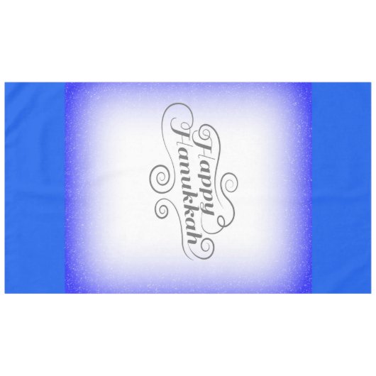 Happy Hanukkah 2-Tönige Blue White Background Tischdecke (Vorderseite (Horizontal))